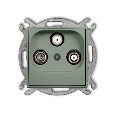 Karlik Seria Mini Mechanizm gniazda abonenckiego 2 wyjścia SAT + TV kolor szałwiowy symbol 61MGSN