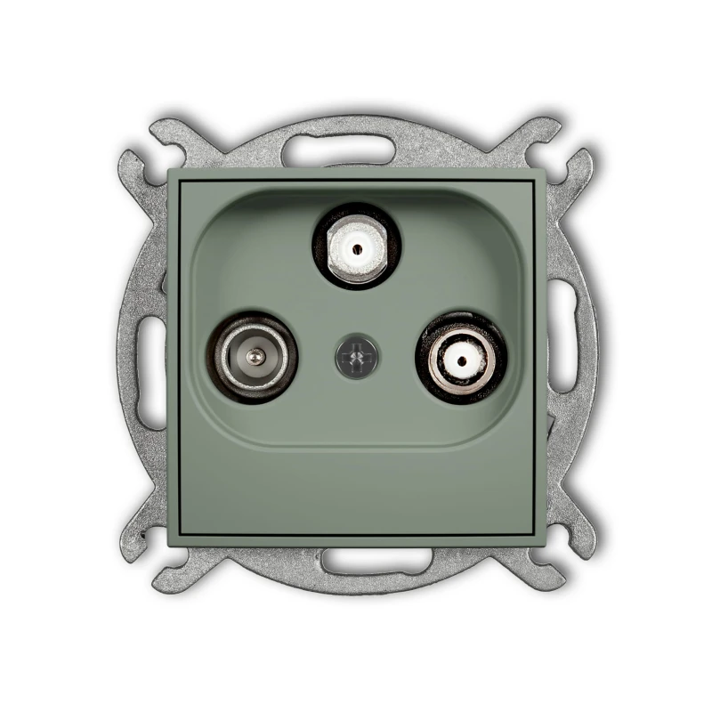 Karlik Seria Mini Mechanizm gniazda abonenckiego 2 wyjścia SAT + TV kolor szałwiowy symbol 61MGSN