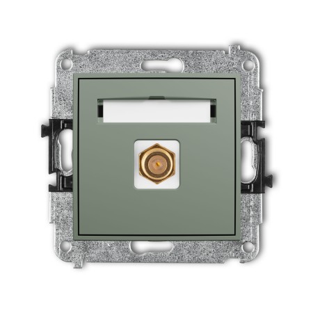 Karlik Seria Mini Mechanizm gniazda antenowego pojedynczego typu F (SAT) pozłacany kolor szałwiowy symbol 61MGF-1.1
