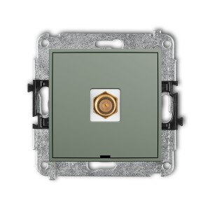 Karlik Seria Mini Mechanizm gniazda antenowego pojedynczego typu F (SAT) pozłacany, bez pola opisowego kolor szałwiowy symbol 61MGFBO-1.1