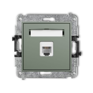 Karlik Seria Mini Mechanizm gniazda telefonicznego pojedynczego 1xRJ11, 4-stykowy, beznarzędziowe kolor szałwiowy symbol 61MGT-1