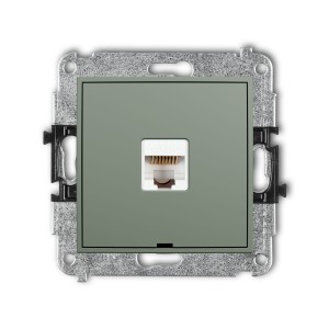 Karlik Seria Mini Mechanizm gniazda komputerowego pojedynczego 1xRJ45, kat. 5e, 8-stykowy, bez pola opisowego kolor szałwiowy symbol 61MGKBO-1