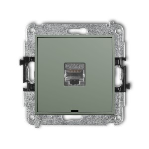 Karlik Seria Mini Mechanizm gniazda komputerowego pojedynczego 1xRJ45, kat. 5e, ekranowany, 8-stykowy, bez pola opisowego kolor szałwiowy symbol 61MGKBO-1e