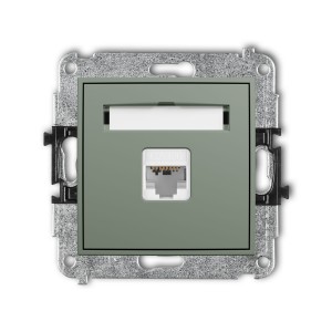 Karlik Seria Mini Mechanizm gniazda komputerowego pojedynczego 1xRJ45, kat. 6, 8-stykowy kolor szałwiowy symbol 61MGK-3
