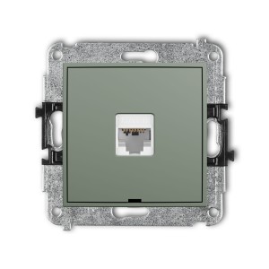 Karlik Seria Mini Mechanizm gniazda komputerowego pojedynczego 1xRJ45, kat. 6, 8-stykowy, bez pola opisowego kolor szałwiowy symbol 61MGKBO-3