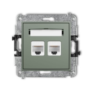 Karlik Seria Mini Mechanizm gniazda komputerowego podwójnego 2xRJ45, kat. 6, 8-stykowy kolor szałwiowy symbol 61MGK-4