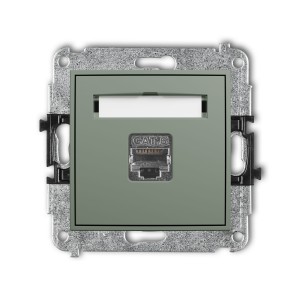 Karlik Seria Mini Mechanizm gniazda komputerowego pojedynczego 1xRJ45, kat. 6, ekranowany,  8-stykowy kolor szałwiowy symbol 61MGK-5