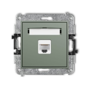 Karlik Seria Mini Mechanizm gniazda komputerowego pojedynczego 1xRJ45, kat. 6A, 8-stykowy kolor szałwiowy symbol 61MGK-7