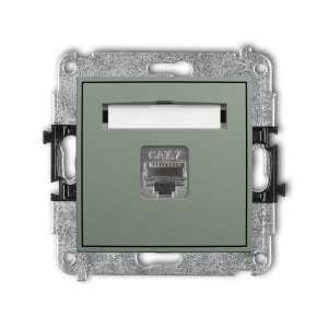 Karlik Seria Mini Mechanizm gniazda komputerowego pojedynczego 1xRJ45, kat. 7, ekranowany, 8-stykowy kolor szałwiowy symbol 61MGK-9