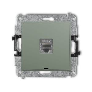 Karlik Seria Mini Mechanizm gniazda komputerowego pojedynczego 1xRJ45, kat. 7, ekranowany, 8-stykowy, bez pola opisowego kolor szałwiowy symbol 61MGKBO-9