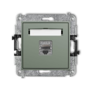 Karlik Seria Mini Mechanizm gniazda komputerowego pojedynczego 1xRJ45, kat. 8, ekranowany, 8-stykowy kolor szałwiowy symbol 61MGK-11