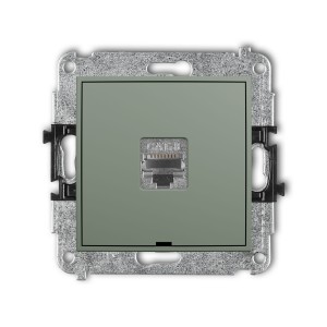 Karlik Seria Mini Mechanizm gniazda komputerowego pojedynczego 1xRJ45, kat. 8, ekranowany, 8-stykowy, bez pola opisowego kolor szałwiowy symbol 61MGKBO-11