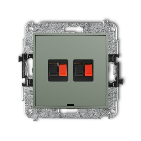 Karlik Seria Mini Mechanizm gniazda głośnikowego podwójnego, bez pola opisowego kolor szałwiowy symbol 61MGGBO-2