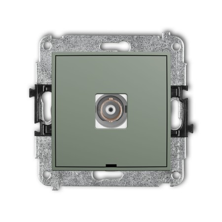 Karlik Seria Mini Mechanizm gniazda pojedynczego BNC, bez pola opisowego kolor szałwiowy symbol 61MGBNCBO-1