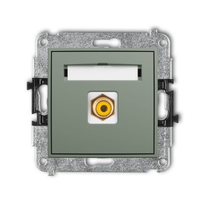 Karlik Seria Mini Mechanizm gniazda pojedynczego RCA (typu cinch - żółty, pozłacany) kolor szałwiowy symbol 61MGRCA-1