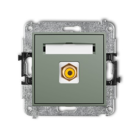 Karlik Seria Mini Mechanizm gniazda pojedynczego RCA (typu cinch - żółty, pozłacany) kolor szałwiowy symbol 61MGRCA-1