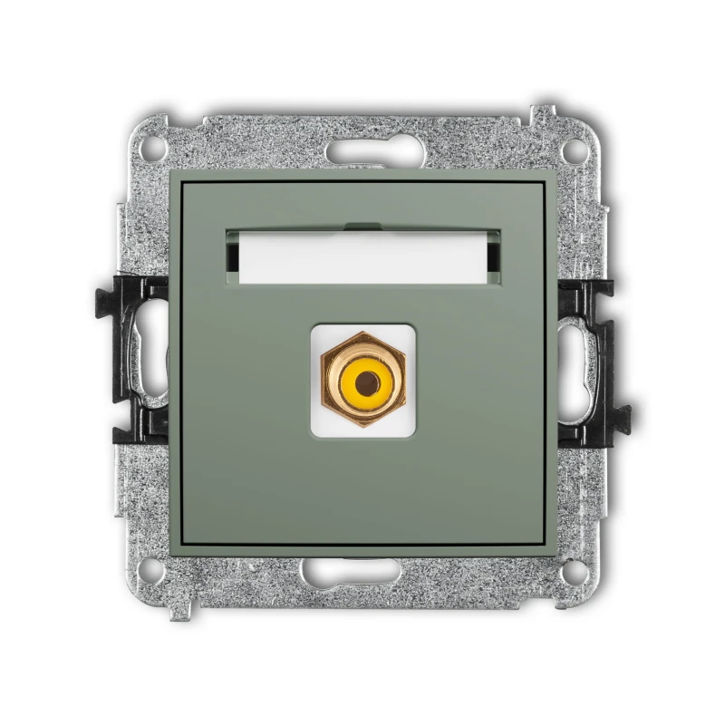 Karlik Seria Mini Mechanizm gniazda pojedynczego RCA (typu cinch - żółty, pozłacany) kolor szałwiowy symbol 61MGRCA-1