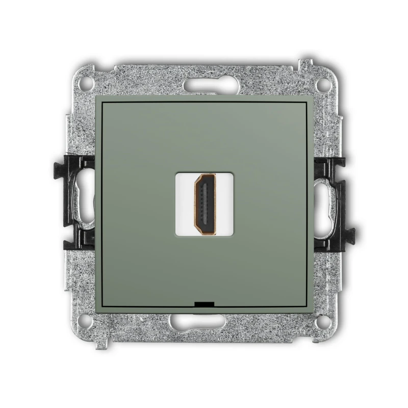 Karlik Seria Mini Mechanizm gniazda pojedynczego HDMI 2.0, 4K, bez pola opisowego kolor szałwiowy symbol 61MHDMIBO-3