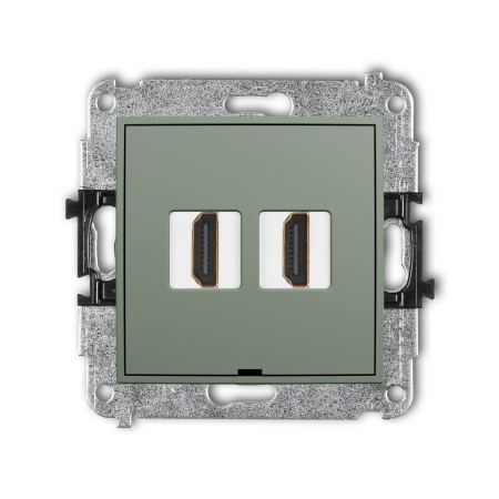 Karlik Seria Mini Mechanizm gniazda podwójnego HDMI 2.1, 8K, bez pola opisowego kolor szałwiowy symbol 61MHDMIBO-6
