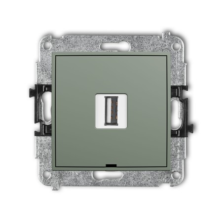 Karlik Seria Mini Mechanizm gniazda pojedynczego USB A-A 2.0, bez pola opisowego kolor szałwiowy symbol 61MGUSBBO-1