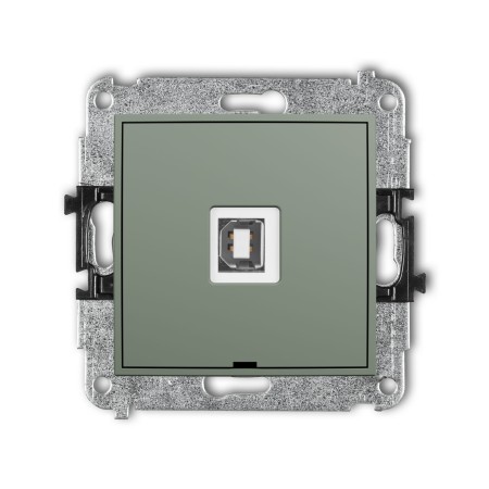 Karlik Seria Mini Mechanizm gniazda pojedynczego USB A-B 2.0, bez pola opisowego kolor szałwiowy symbol 61MGUSBBO-3