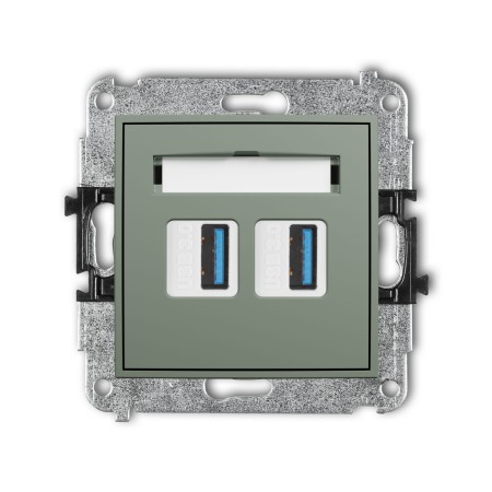 Karlik Seria Mini Mechanizm gniazda podwójnego 2xUSB A-A 3.0 kolor szałwiowy symbol 61MGUSB-6