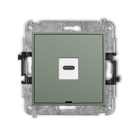 Karlik Seria Mini Mechanizm gniazda pojedynczego 1xUSB C-C, bez pola opisowego kolor szałwiowy symbol 61MGUSBBO-7