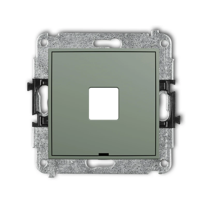 Karlik Seria Mini Mechanizm gniazda multimedialnego pojedynczego bez modułu, bez pola opisowego (standard Keystone) kolor szałwiowy symbol 61MGMBO-1P