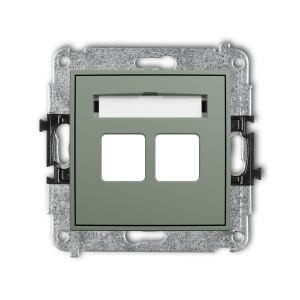 Karlik Seria Mini Mechanizm gniazda multimedialnego podwójnego bez modułu (standard Keystone) kolor szałwiowy symbol 61MGM-2P