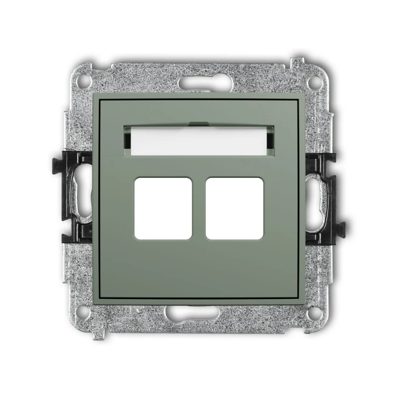 Karlik Seria Mini Mechanizm gniazda multimedialnego podwójnego bez modułu (standard Keystone) kolor szałwiowy symbol 61MGM-2P