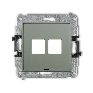 Karlik Seria Mini Mechanizm gniazda multimedialnego podwójnego bez modułu, bez pola opisowego (standard Keystone) kolor szałwiowy symbol 61MGMBO-2P