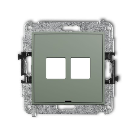 Karlik Seria Mini Mechanizm gniazda multimedialnego podwójnego bez modułu, bez pola opisowego (standard Keystone) kolor szałwiowy symbol 61MGMBO-2P