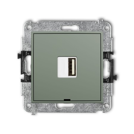 Karlik Seria Mini Mechanizm ładowarki USB pojedynczej USB A, 5W max., 5V, 1A, bez pola opisowego kolor szałwiowy symbol 61MCUSBBO-1