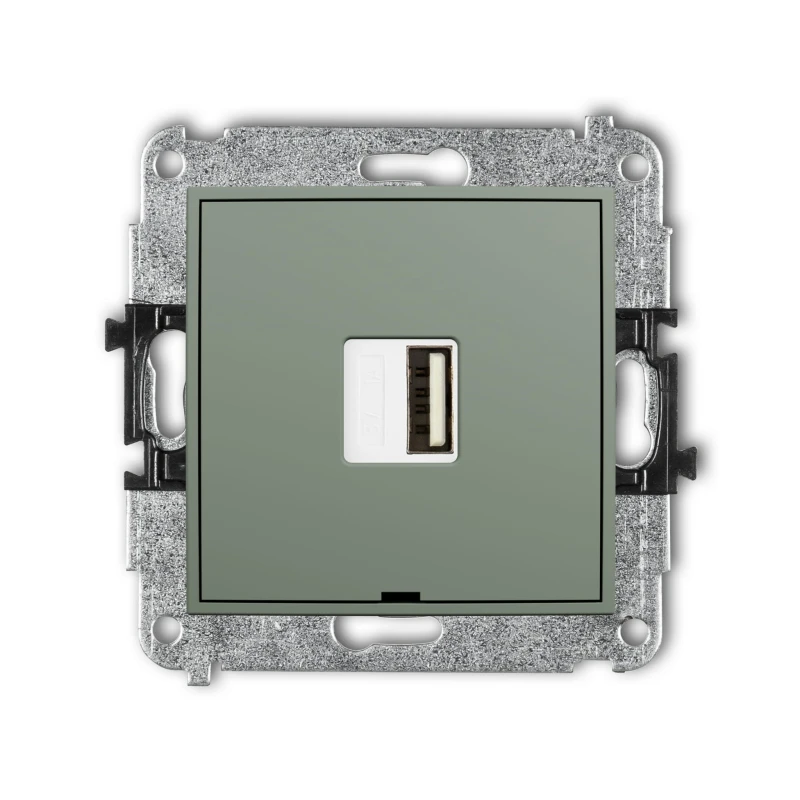 Karlik Seria Mini Mechanizm ładowarki USB pojedynczej USB A, 5W max., 5V, 1A, bez pola opisowego kolor szałwiowy symbol 61MCUSBBO-1