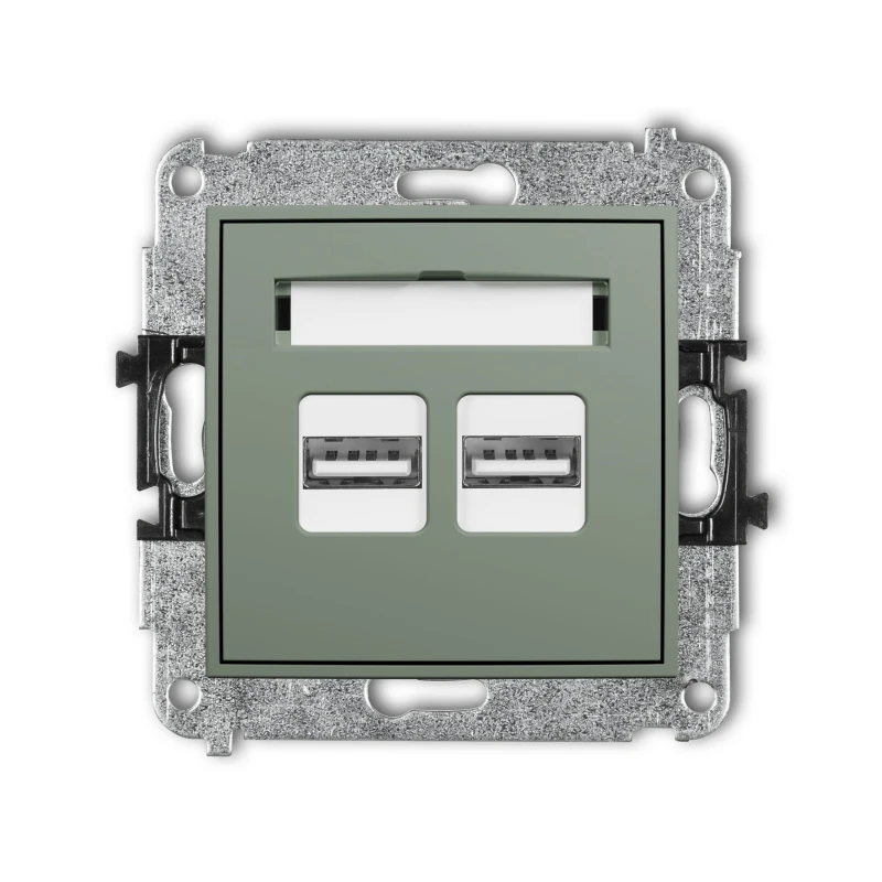 Karlik Seria Mini Mechanizm ładowarki USB podwójnej 2xUSB A, 15,5W max., 5V, 3.1A kolor szałwiowy symbol 61MCUSB-6
