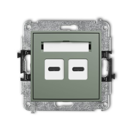 Karlik Seria Mini Mechanizm ładowarki USB podwójnej 2xUSB C, 20W max. kolor szałwiowy symbol 61MCUSB-7