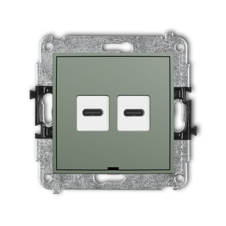Karlik Seria Mini Mechanizm ładowarki USB podwójnej 2xUSB C, 20W max., bez pola opisowego kolor szałwiowy symbol 61MCUSBBO-7