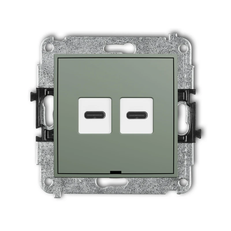 Karlik Seria Mini Mechanizm ładowarki USB podwójnej 2xUSB C, 20W max., bez pola opisowego kolor szałwiowy symbol 61MCUSBBO-7