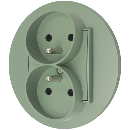 Gniazdo podwójne z ramką okrągłą seria MINI kolor szałwiowy
