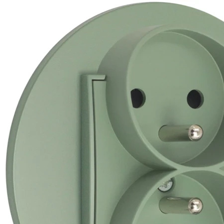 Gniazdo podwójne z ramką okrągłą seria MINI kolor szałwiowy