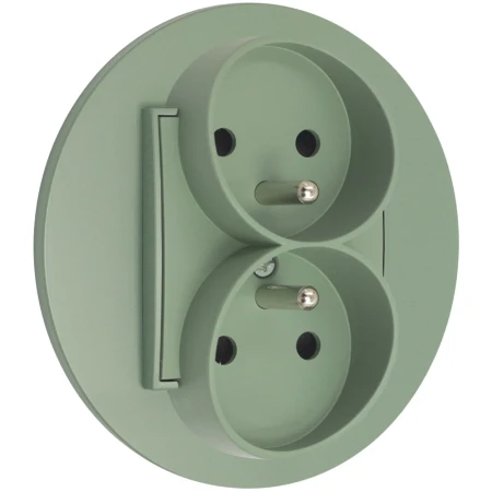 Gniazdo podwójne z ramką okrągłą seria MINI kolor szałwiowy