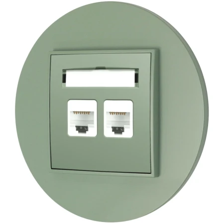 Gniazdo internetowe rj45 2x z ramką okrągłą seria MINI kolor szałwiowy