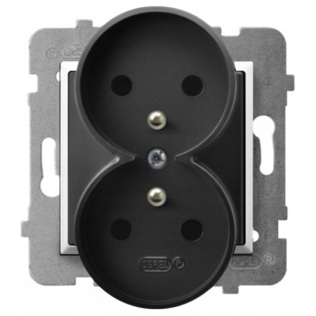 Moduł Czarny / Biały Bez Ramki Gniazdo Podwójne