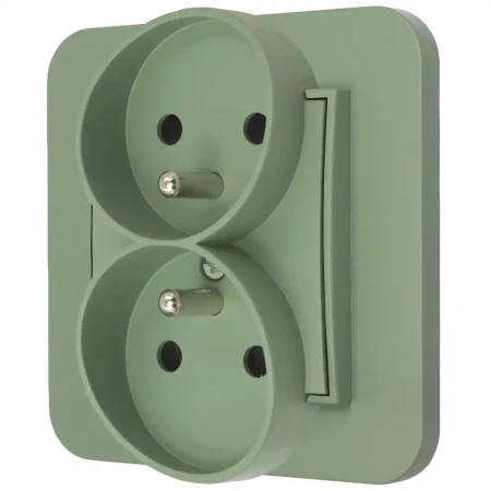 Gniazdo podwójne z ramką zaokrągloną seria MINI kolor szałwiowy