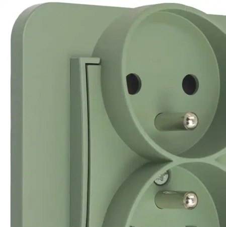 Gniazdo podwójne z ramką zaokrągloną seria MINI kolor szałwiowy