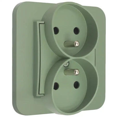 Gniazdo podwójne z ramką zaokrągloną seria MINI kolor szałwiowy