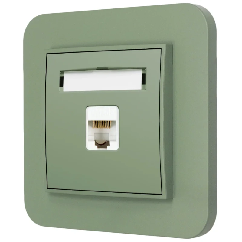 Gniazdo internetowe rj45 1x z ramką zaokrągloną seria MINI kolor szałwiowy
