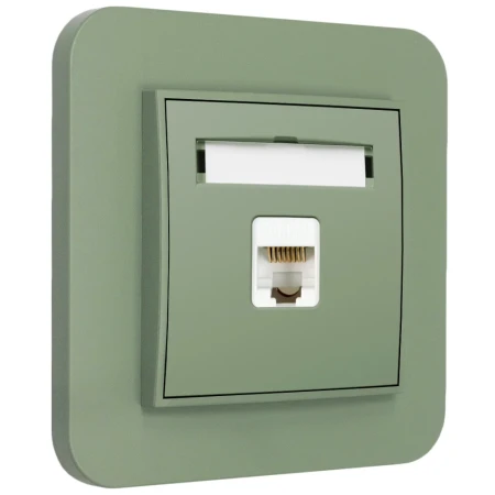 Gniazdo internetowe rj45 1x z ramką zaokrągloną seria MINI kolor szałwiowy