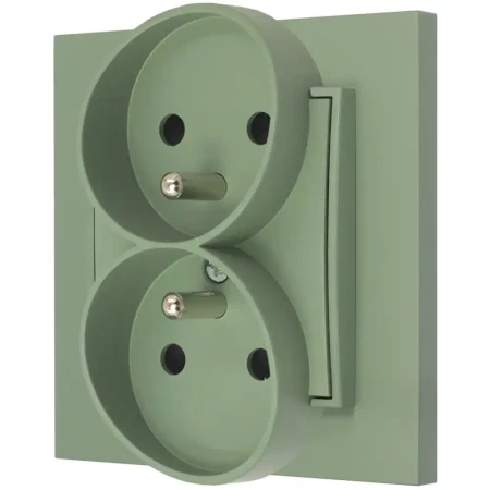 Gniazdo podwójne z ramką prostą seria MINI kolor szałwiowy