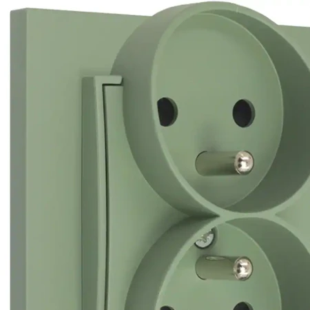Gniazdo podwójne z ramką prostą seria MINI kolor szałwiowy